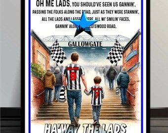 Personalised  Newcastle United  Football Fans  Father & Son Stadium Artwork  Add your Name Retro vintage  metal  wall sign FF21