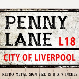 Penny lane Beatles Liverpool retro music Fab Four  metal sign RS599