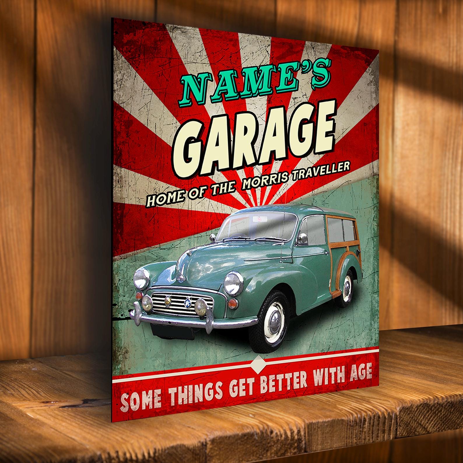 Personalised Morris Traveller Classic Car Estate Vintage Metal