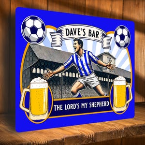 Letrero de bar de fútbol West Bromwich personalizado, placa de metal para cerveza, pub, cueva de hombre, cobertizo, estadio de fútbol, regalo de cumpleaños para papá, añadir nombre SBS91