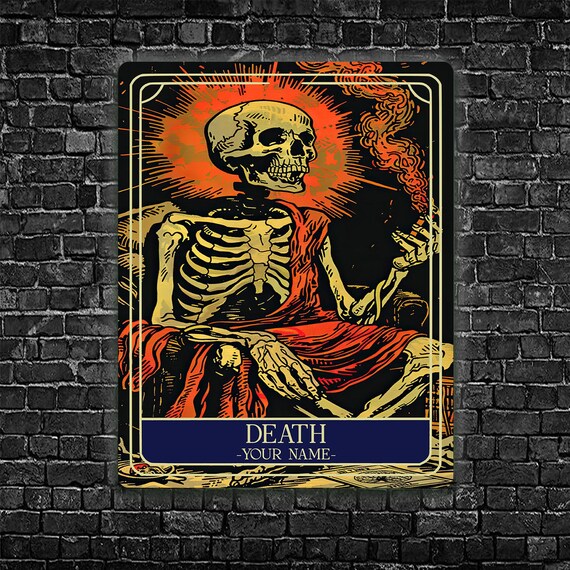 Personalised Death Tarot Sign Oracle Hanging Metal Wall Plaque