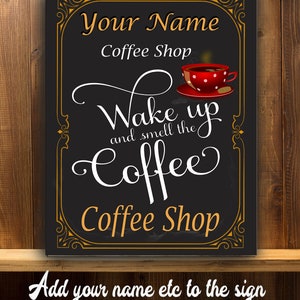 Gepersonaliseerde coffeeshop café bar vintage metalen bord EC1