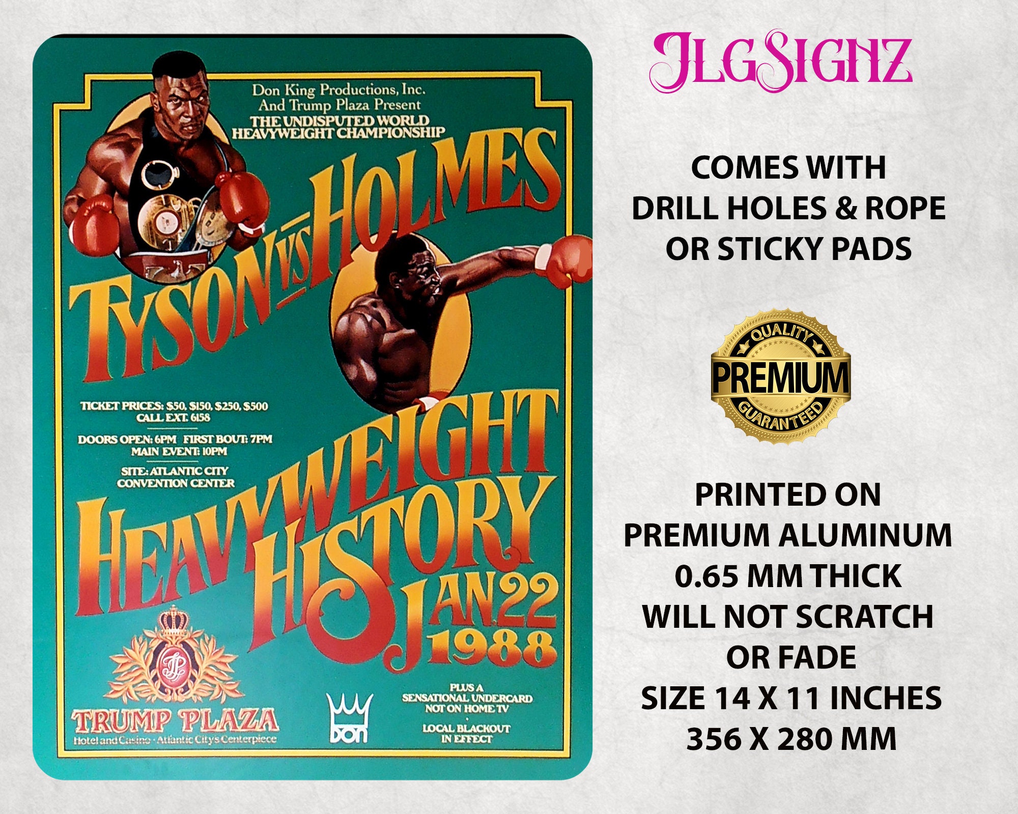 Mike Tyson V Larry Holmes Fight Boxing Metal Wall Sign Poster
