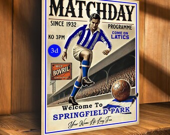 PERSONALISED Wigan Football  Programme  Fans Nostalgia Add Your Name Large  Vintage Bar Man Cave  Retro Metal Sign PCS97