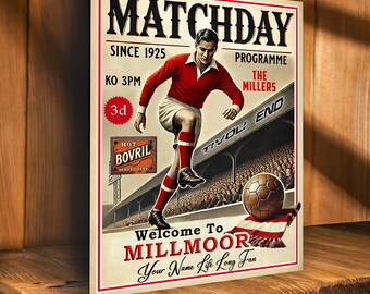 PERSONALISED Rotherham Football  Programme  Fans Nostalgia Add Your Name Large  Vintage Bar Man Cave  Retro Metal Sign PCS76