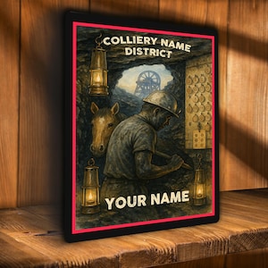 Personalised Miners Pit Wall Sign Colliery Workers Horse Add Your Name Custom Metal Plaque Coal Fields Grandad Miner Gift HJ35