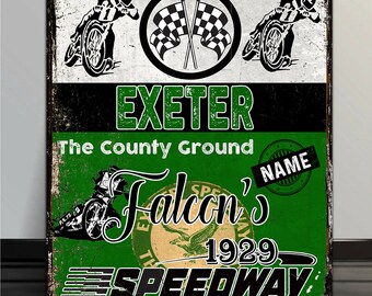 Personalised Exeter Speedway  motorcycle metal wall garage sign RS307