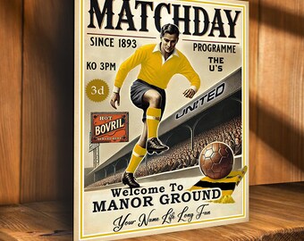 PERSONALISED Oxford United Football  Programme  Fans Nostalgia Add Your Name Large  Vintage Bar Man Cave  Retro Metal Sign PCS68