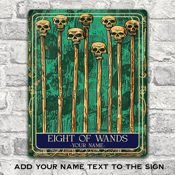Personalised Eight of Wands Tarot Sign Oracle Hanging Metal Wall