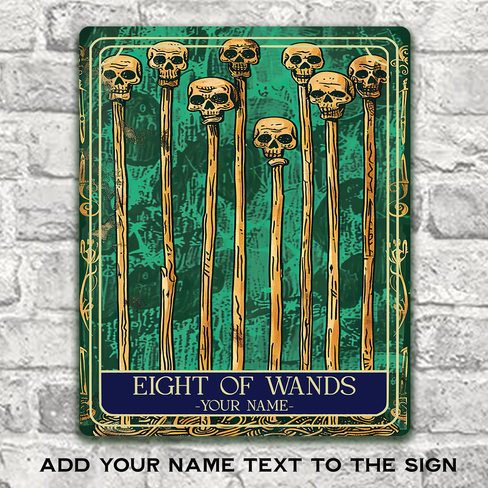 Personalised Eight of Wands Tarot Sign Oracle Hanging Metal Wall