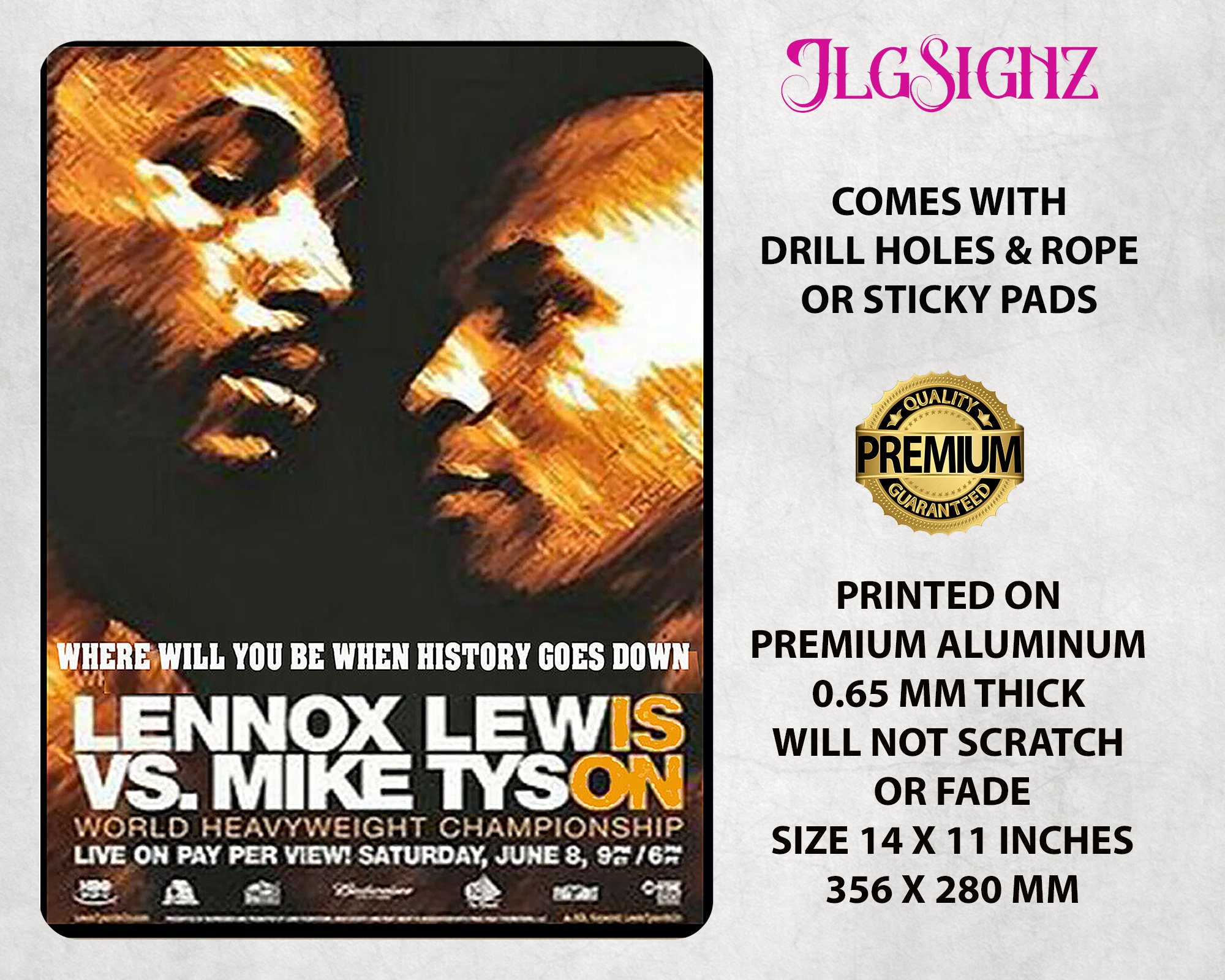 Lennox Lewis V Mike Tyson Fight Boxing Metal Wall Sign Poster