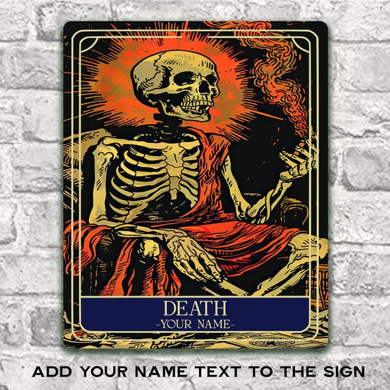 Personalised Death Tarot Sign Oracle Hanging Metal Wall Plaque