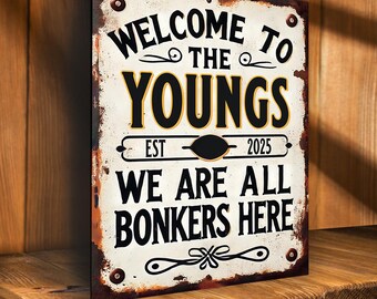 Personalised Large  Bonkers all mad here home kitchen   Workshop Shed Garage  Add your Own  Name metal wall sign HJ29