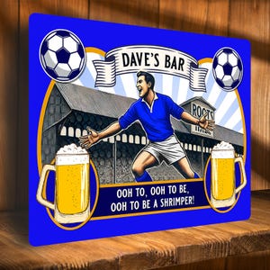 Letrero de bar de fútbol Southend personalizado, placa de metal para cerveza, pub, cueva de hombre, cobertizo, estadio de fútbol, regalo de cumpleaños para papá, añadir nombre SBS80