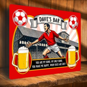Letrero de bar de fútbol de Middlesbrough personalizado, placa de metal para cerveza, pub, cueva de hombre, cobertizo, estadio de fútbol, regalo de cumpleaños para papá, añadir nombre SBS54