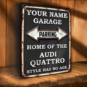 Cartello di parcheggio AUDI QUATTRO, targa da parete in metallo personalizzata per garage auto, stile retrò vintage, regalo per papà