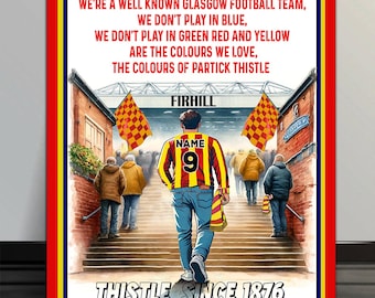 Personalised Partick Thistle Football  Fans  Stadium Artwork  Add your Name Retro vintage  metal  wall sign SFS55