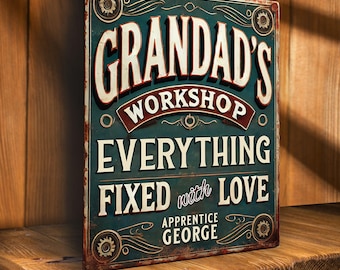 Personalised Large  Grandad   Workshop Shed Garage  Add your Own  Name metal wall sign