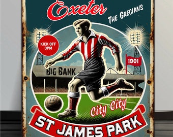 PERSONALISED Exeter City Football Fans Nostalgia Vintage Bar Man Cave  Large Retro Metal Sign RNV57