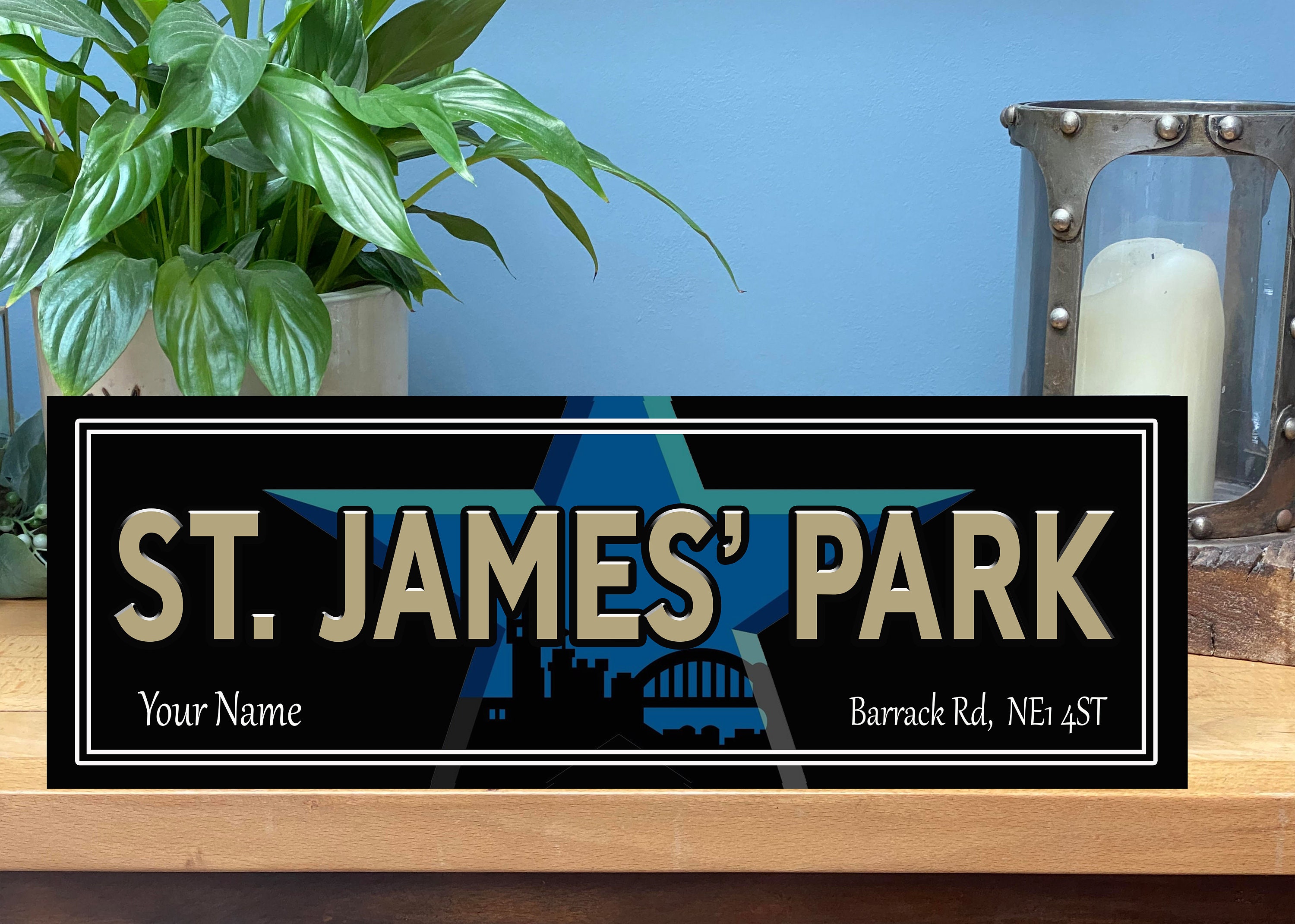 Personalised Newcastle United fans ground  football vintage retro add your name  wooden plaque FP101