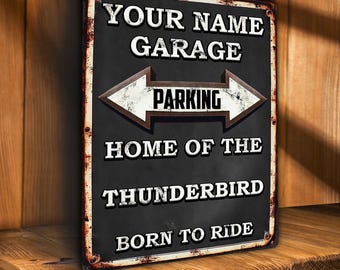 TRIUMPH THUNDERBIRD Parking Tabliczka ścienna do garażu motocyklowego Spersonalizowany Motocykl Retro Vintage Motocyklista Prezent dla taty