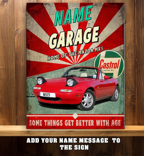 Personalised Mazda MX5 Metal Sign Garage Workshop Mancave CS20 - Etsy