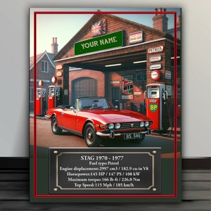 personalised Triumph Stag Retro Garage workshop metal sign RSR1