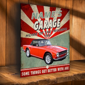 Personalised  Triumph TR6 Metal wall sign Garage  Classic retro icon RS94