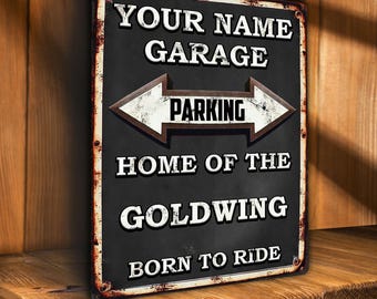 Plaque de stationnement HONDA GOLDWING personnalisée moto garage plaque murale moto rétro vintage motard cavalier papa cadeau