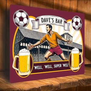 Letrero de bar de fútbol Motherwell personalizado, placa de metal para cerveza, pub, cueva de hombre, cobertizo, estadio de fútbol, regalo de cumpleaños para papá, añadir nombre SBS57