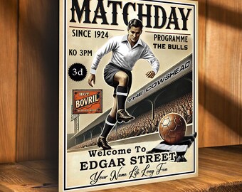 PERSONALISED Hereford United  Programme  Fans Nostalgia Add Your Name Large  Vintage Bar Man Cave  Retro Metal Sign PCS41