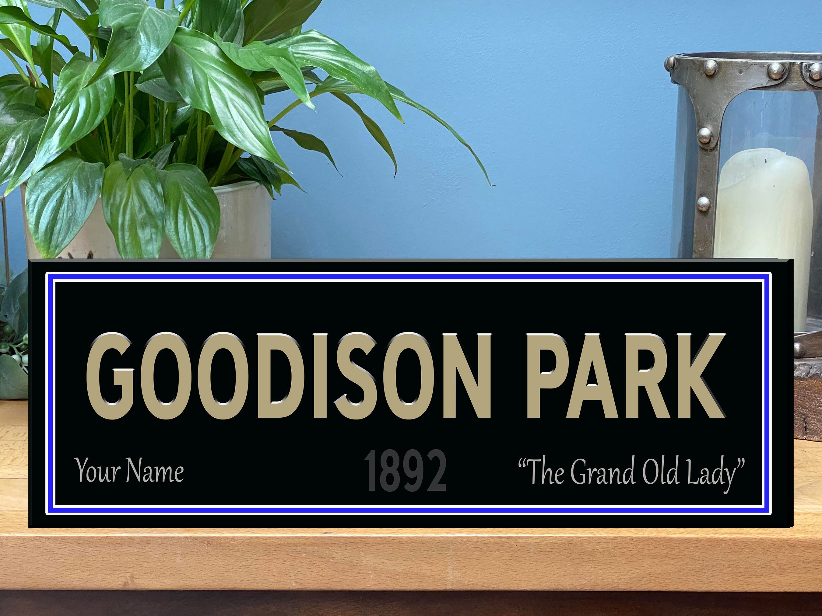 Personalised  Everton Football  Goodison Park  Ground football  Stadium vintage retro fans wooden plaque OG20