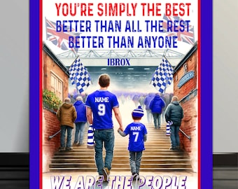 Personalised Glasgow Rangers   Football Fans  Father & Son Stadium Artwork  Add your Name Retro vintage  metal  wall sign RFS07