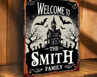 Personalised Large  Funny  Family home Haunted House   workshop  Add your Own  Name metal wall sign HJ28