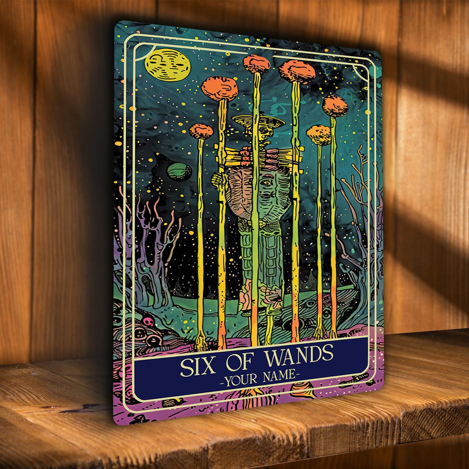 Personalised Six of Wands Tarot Sign Oracle Hanging Metal Wall