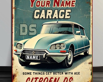 Personalised Citroen DS Metal  Classic Car Metal  sign retro garage wall sign RSDC01
