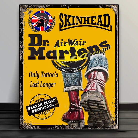 SKINHEAD Dr Martin Retro Ska Add Your Name Soul Boy Metal Wall