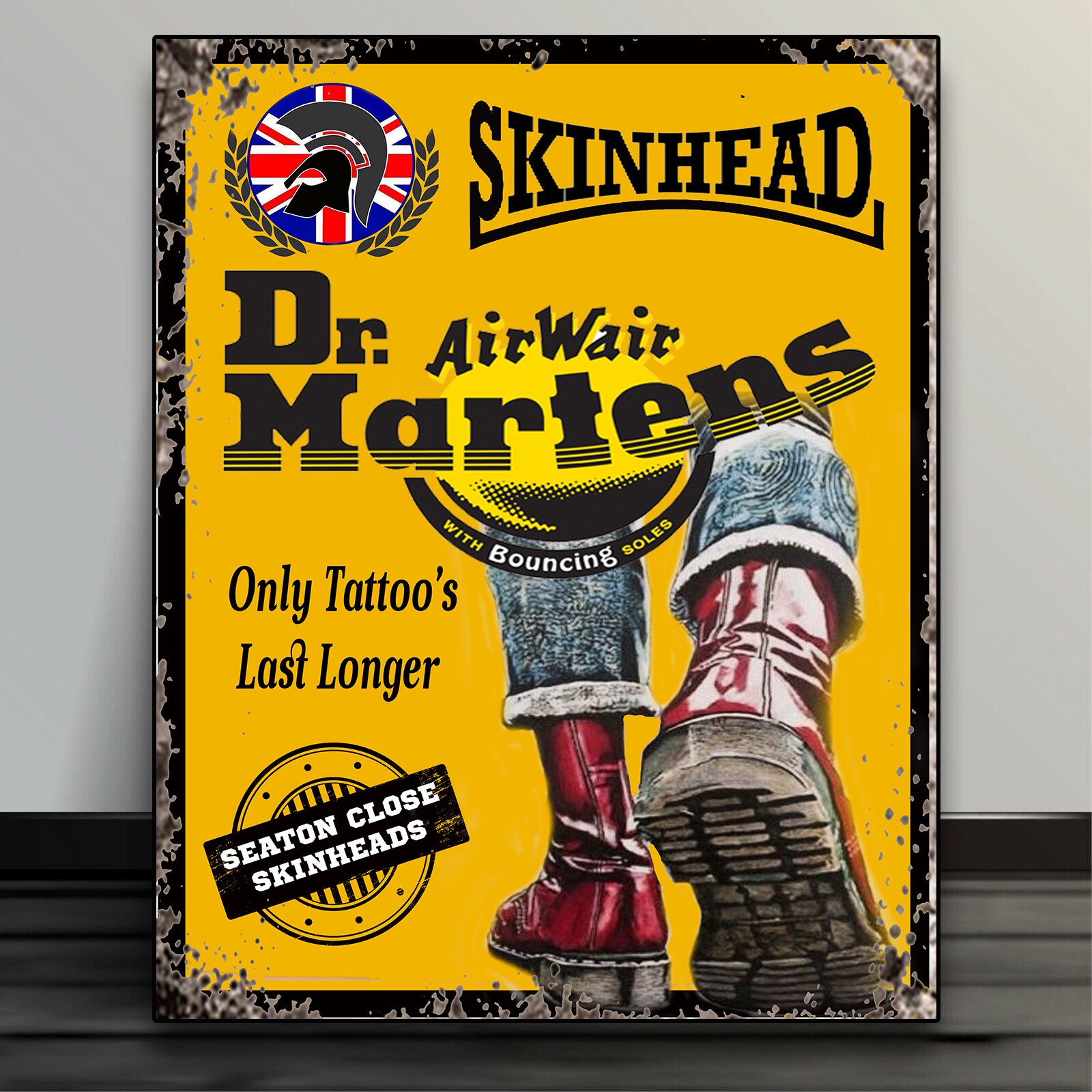 SKINHEAD Dr Martin Retro Ska Add Your Name Soul Boy Metal Wall