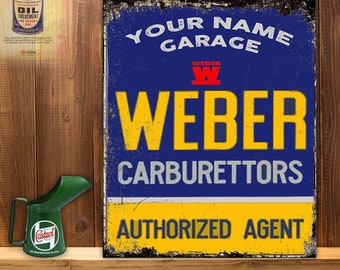 Personalised WEBER CARBURETTORS car repair   garage workshop auto repair metal wall garage sign RS1234