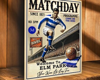PERSONALISED Reading  Programme  Fans Nostalgia Add Your Name Large  Vintage Bar Man Cave  Retro Metal Sign PCS74