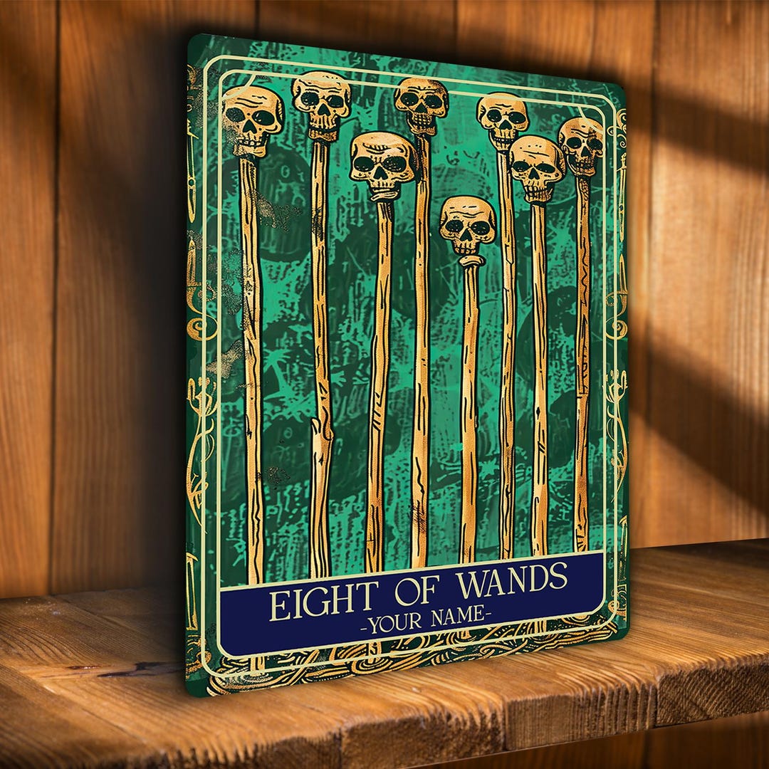 wands シングル  バラ売り可 Personalised Eight of Wands Tarot Sign Oracle Hanging Metal Wall