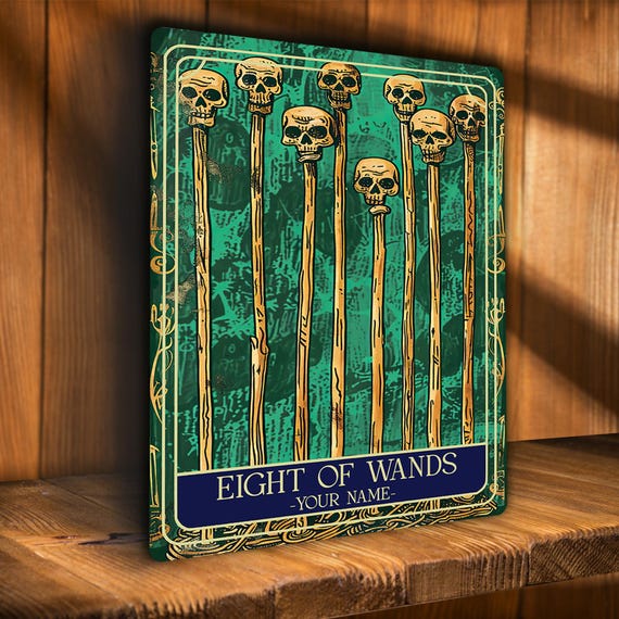 Personalised Eight of Wands Tarot Sign Oracle Hanging Metal Wall
