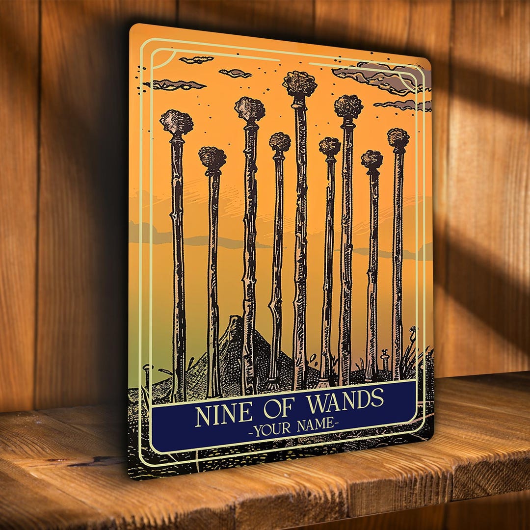 Personalised Nine of Wands Tarot Sign Oracle Hanging Metal Wall