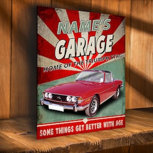 Personalised Triumph Stag Metal Wall Sign classic retro Garage sign RS464