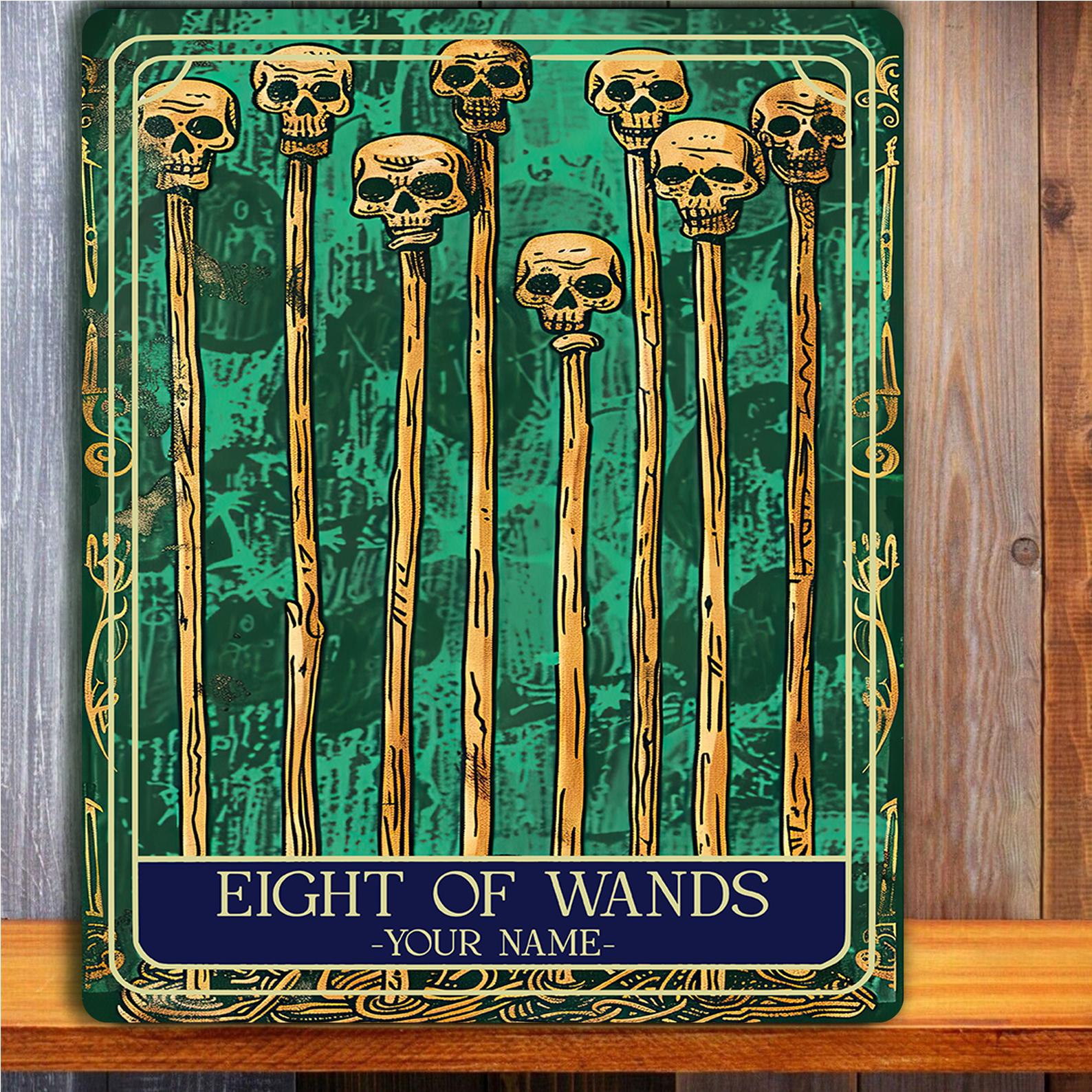 Personalised Eight of Wands Tarot Sign Oracle Hanging Metal Wall