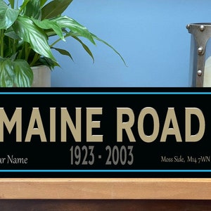 Personalised Manchester City Maine Road ground  football vintage retro fans wooden add your name plaque FP101