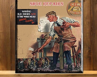 Personalised Shoe Repair Cobblers workshop garage vintage metal wall sign MM007