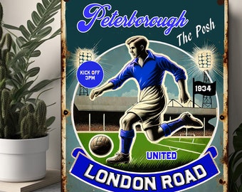 PERSONALISED Peterborough United Football Fans Nostalgia Vintage Bar Man Cave  Large Retro Metal Sign RNV69