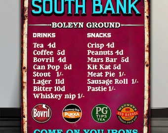West Ham Football Vintage Snack Bar Terrace Sign Metal Wall Plaque Retro Dad Birthday Concession Stand Gift RBS60