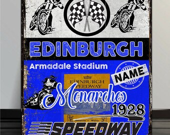 Personalised Edinburgh Speedway  motorcycle metal wall garage sign RS323